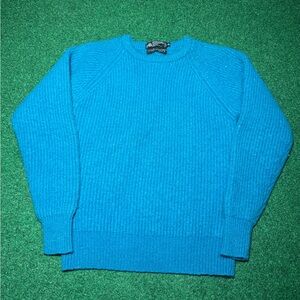 Vintage Playboy Knit Sweater Blue Shetland Wool 16x22 Minimalist Crewneck